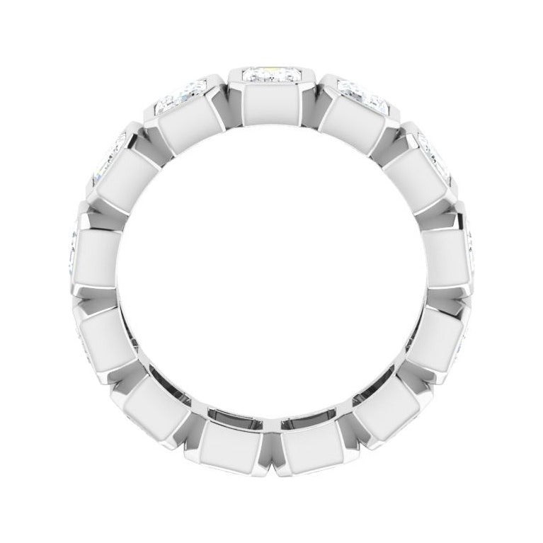 Sapphire Row Lab-Grown Diamond Emerald-Cut Bezel Band - 10K White Gold, 5.25 (view 2)