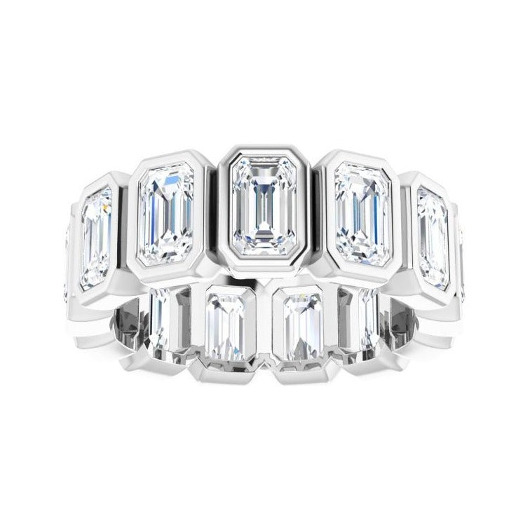 Sapphire Row Lab-Grown Diamond Emerald-Cut Bezel Band - 10K White Gold, 5.25 (view 3)