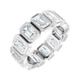 Sapphire Row Lab-Grown Diamond Emerald-Cut Bezel Band - 10K White Gold, 5.75