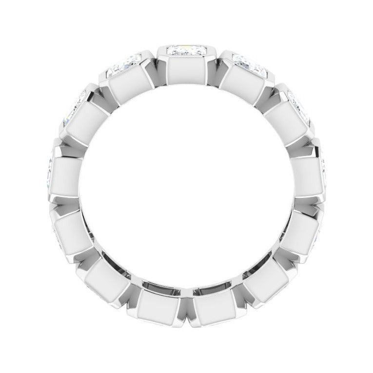 Sapphire Row Lab-Grown Diamond Emerald-Cut Bezel Band - 10K White Gold, 5.75 (view 2)