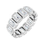 Sapphire Row Lab-Grown Diamond Emerald-Cut Bezel Band - 10K White Gold, 6.25