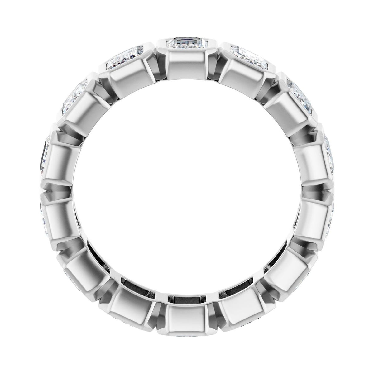Sapphire Row Lab-Grown Diamond Emerald-Cut Bezel Band - 10K White Gold, 6.25 (view 2)