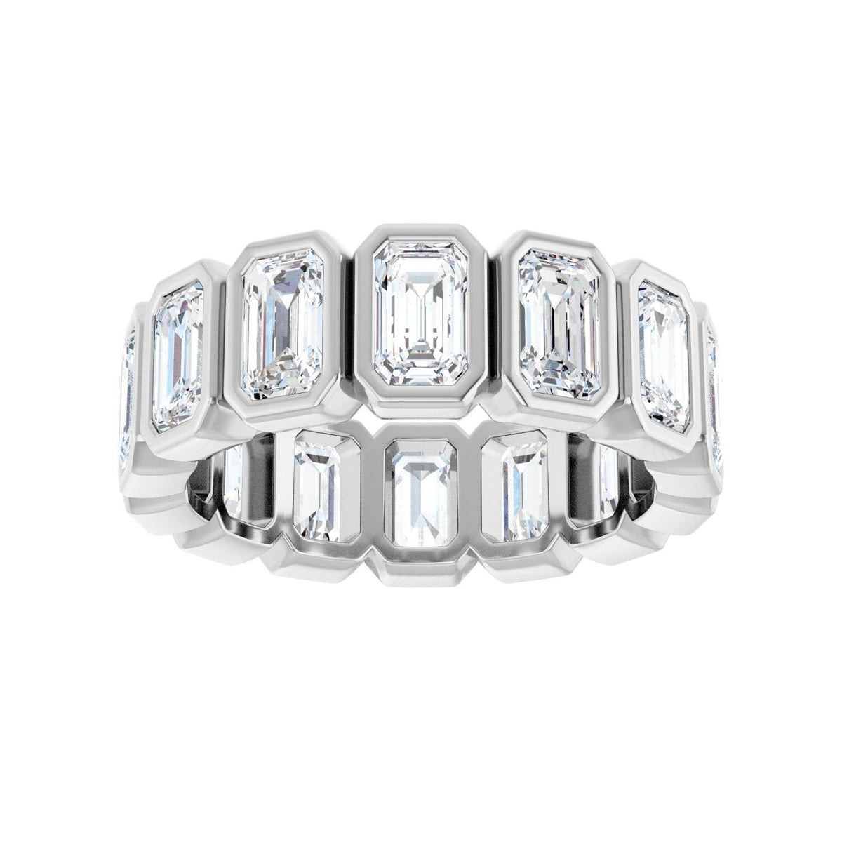 Sapphire Row Lab-Grown Diamond Emerald-Cut Bezel Band - 10K White Gold, 6.25 (view 3)