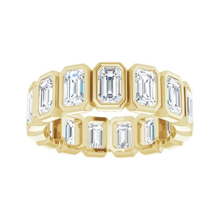 Sapphire Row Lab-Grown Diamond Emerald-Cut Bezel Band - 10K Yellow Gold, 8.5 (view 3)
