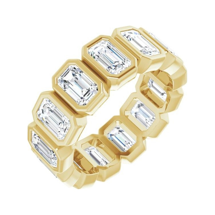Sapphire Row Lab-Grown Diamond Emerald-Cut Bezel Band - 14K Yellow Gold, 5.5