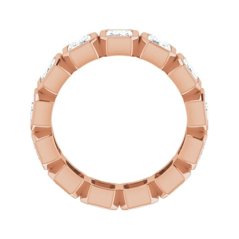 Sapphire Row Lab-Grown Diamond Emerald-Cut Bezel Band - 10K Rose Gold, 4.75 (view 2)