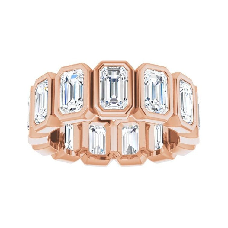 Sapphire Row Lab-Grown Diamond Emerald-Cut Bezel Band - 10K Rose Gold, 4.75 (view 3)