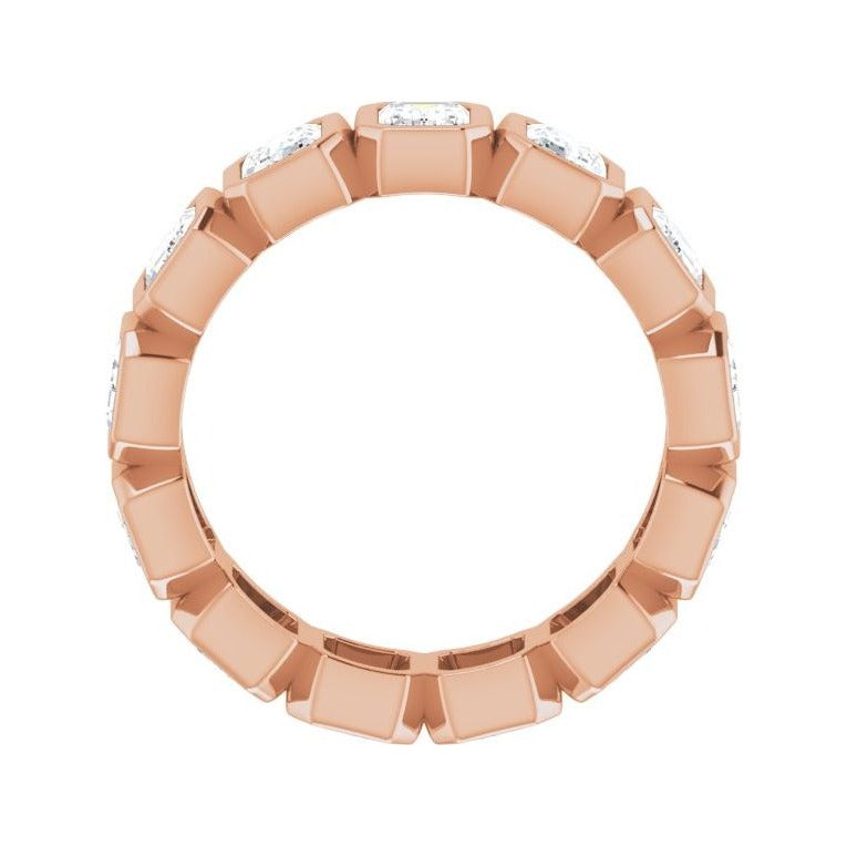 Sapphire Row Lab-Grown Diamond Emerald-Cut Bezel Band - 10K Rose Gold, 5.25 (view 2)