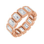 Sapphire Row Lab-Grown Diamond Emerald-Cut Bezel Band - 10K Rose Gold, 6.25