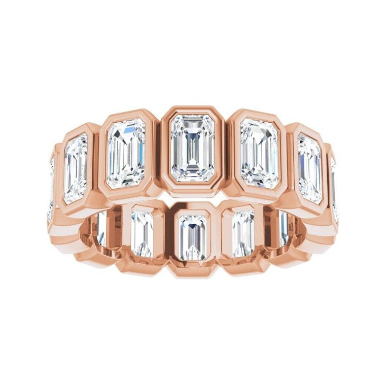 Sapphire Row Lab-Grown Diamond Emerald-Cut Bezel Band - 10K Rose Gold, 6.75 (view 3)