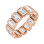 Sapphire Row Lab-Grown Diamond Emerald-Cut Bezel Band - 10K Rose Gold, 7.25
