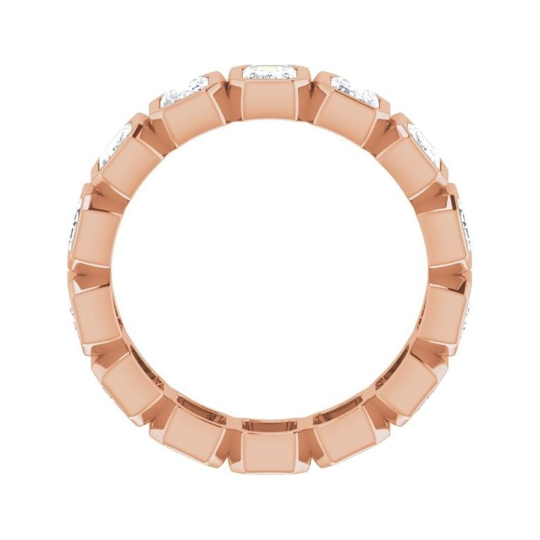 Sapphire Row Lab-Grown Diamond Emerald-Cut Bezel Band - 10K Rose Gold, 7.25 (view 2)