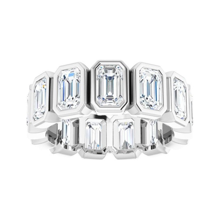 Sapphire Row Lab-Grown Diamond Emerald-Cut Bezel Band - 10K White Gold, 5.5 (view 3)