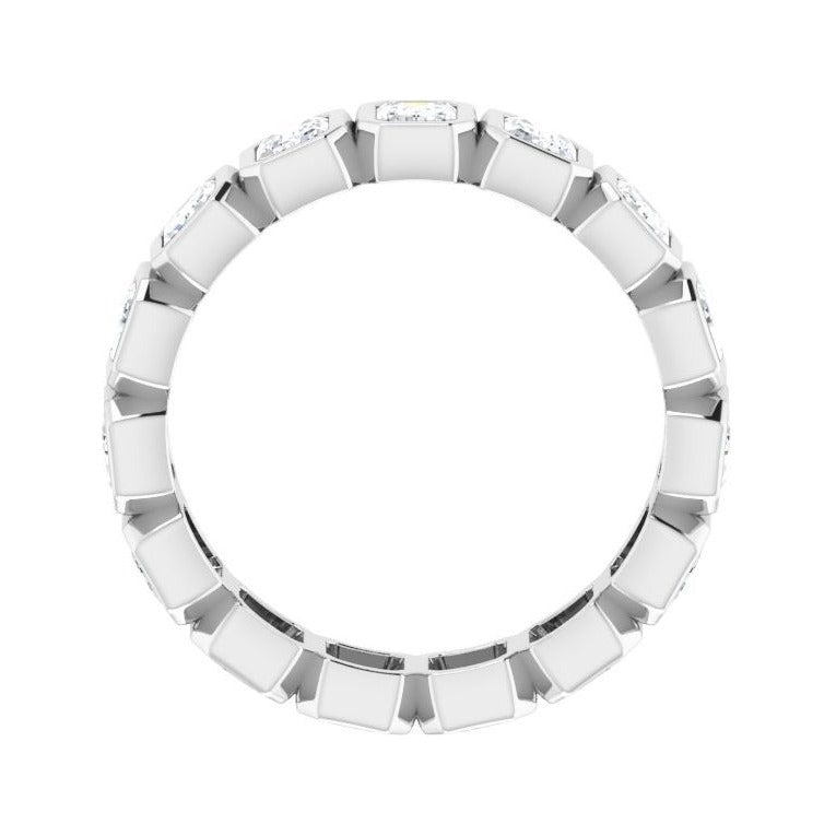 Sapphire Row Lab-Grown Diamond Emerald-Cut Bezel Band - 10K White Gold, 8.5 (view 2)