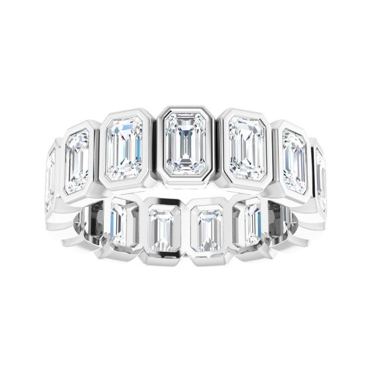 Sapphire Row Lab-Grown Diamond Emerald-Cut Bezel Band - 10K White Gold, 8.5 (view 3)