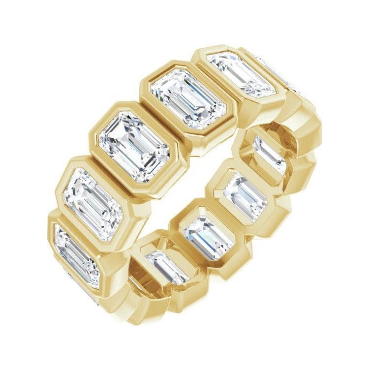 Sapphire Row Lab-Grown Diamond Emerald-Cut Bezel Band - 10K Yellow Gold, 4.75