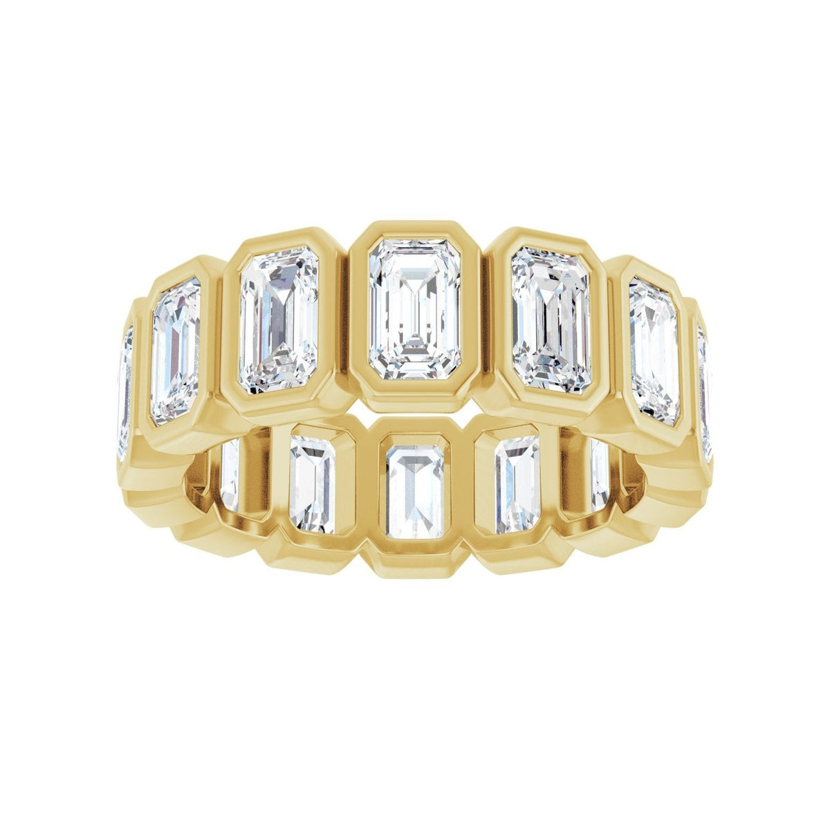 Sapphire Row Lab-Grown Diamond Emerald-Cut Bezel Band - 10K Yellow Gold, 6.25 (view 3)