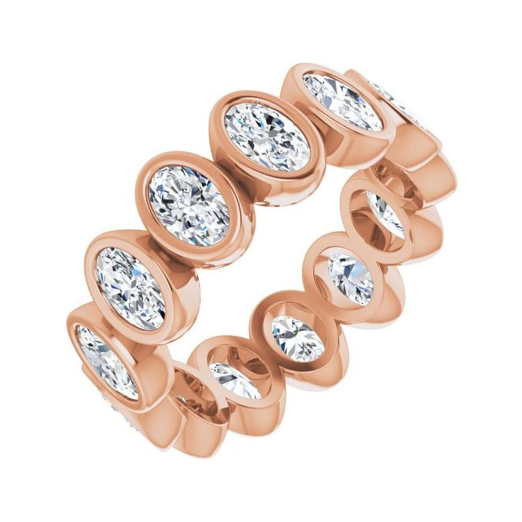 Sapphire Row Lab-Grown Diamond Oval Bezel Band - 10K Rose Gold, 6