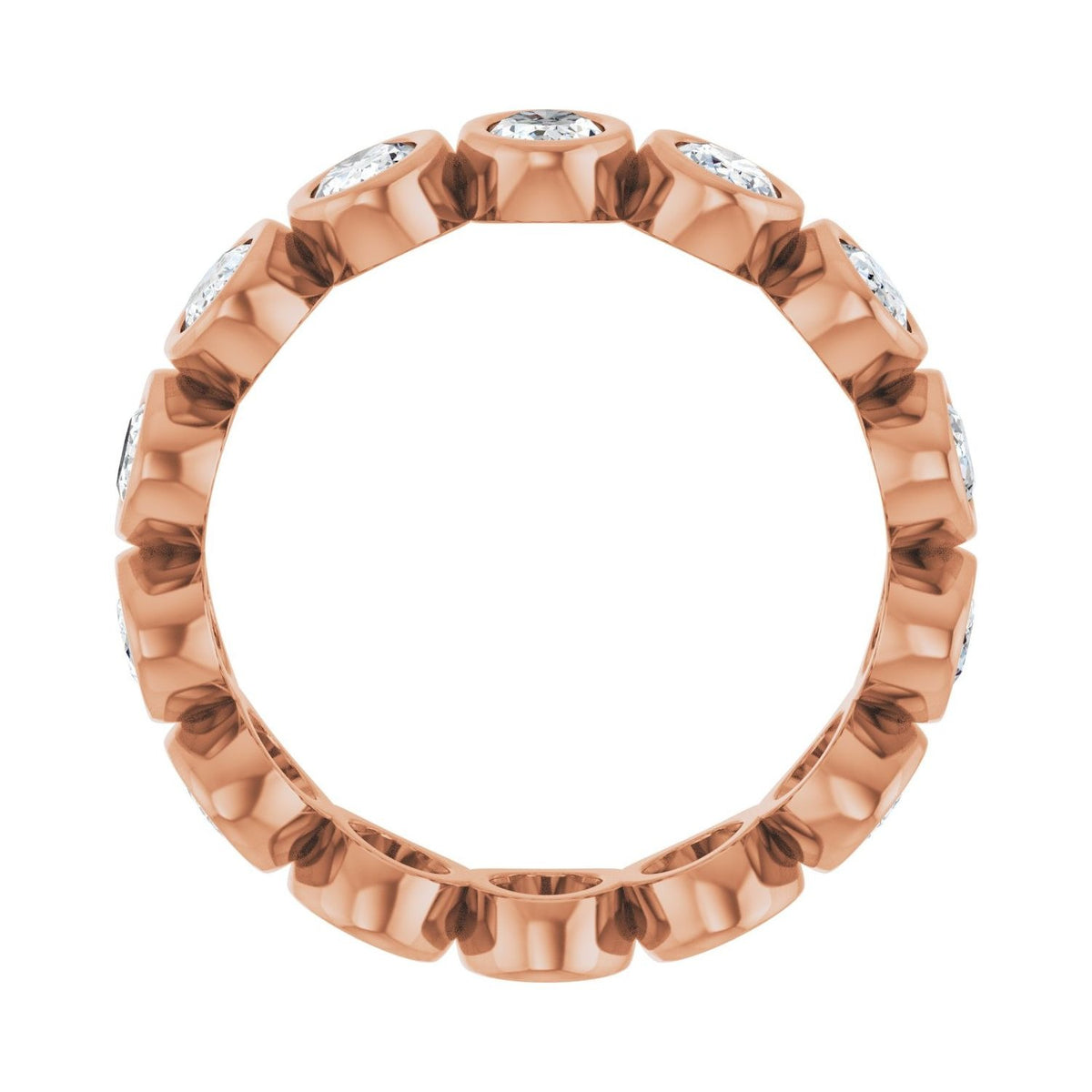 Sapphire Row Lab-Grown Diamond Oval Bezel Band - 10K Rose Gold, 7 (view 2)