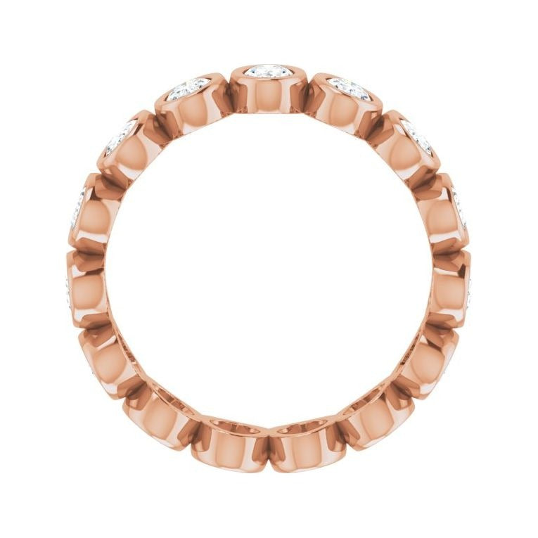 Sapphire Row Lab-Grown Diamond Oval Bezel Band - 10K Rose Gold, 9 (view 2)