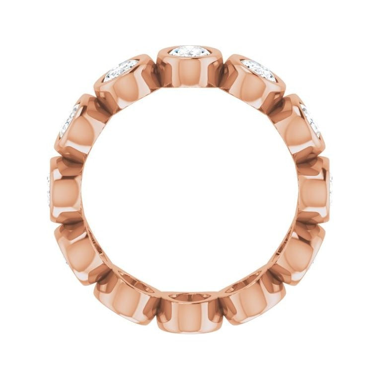 Sapphire Row Lab-Grown Diamond Oval Bezel Band - 14K Rose Gold, 4 (view 2)