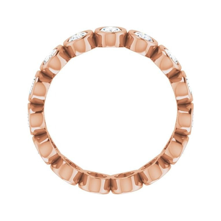 Sapphire Row Lab-Grown Diamond Oval Bezel Band - 14K Rose Gold, 8 (view 2)