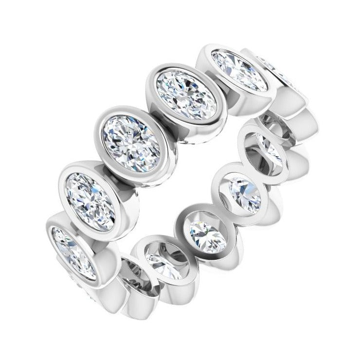 Sapphire Row Lab-Grown Diamond Oval Bezel Band - 10K White Gold, 6