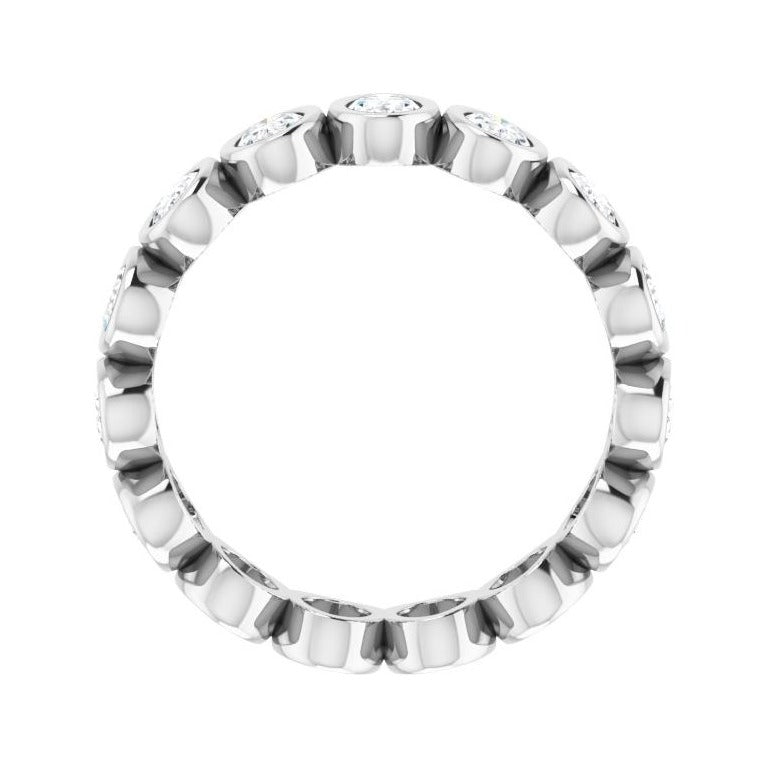 Sapphire Row Lab-Grown Diamond Oval Bezel Band - 10K White Gold, 8 (view 2)