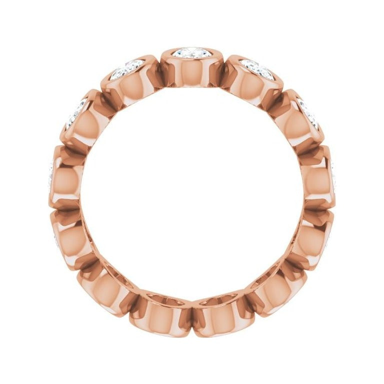 Sapphire Row Lab-Grown Diamond Oval Bezel Band - 10K Rose Gold, 5.25 (view 2)