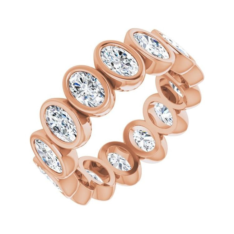 Sapphire Row Lab-Grown Diamond Oval Bezel Band - 10K Rose Gold, 6.25