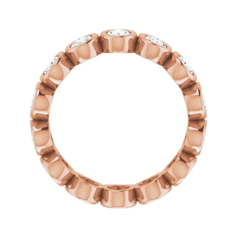 Sapphire Row Lab-Grown Diamond Oval Bezel Band - 10K Rose Gold, 6.25 (view 2)