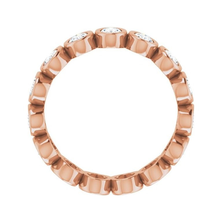Sapphire Row Lab-Grown Diamond Oval Bezel Band - 10K Rose Gold, 8.25 (view 2)
