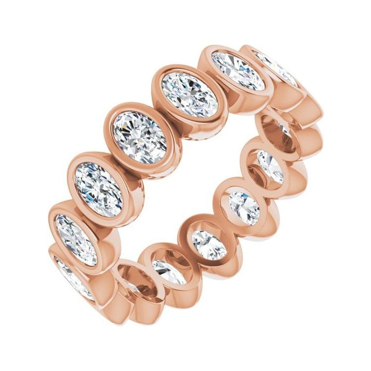 Sapphire Row Lab-Grown Diamond Oval Bezel Band - 10K Rose Gold, 8.75