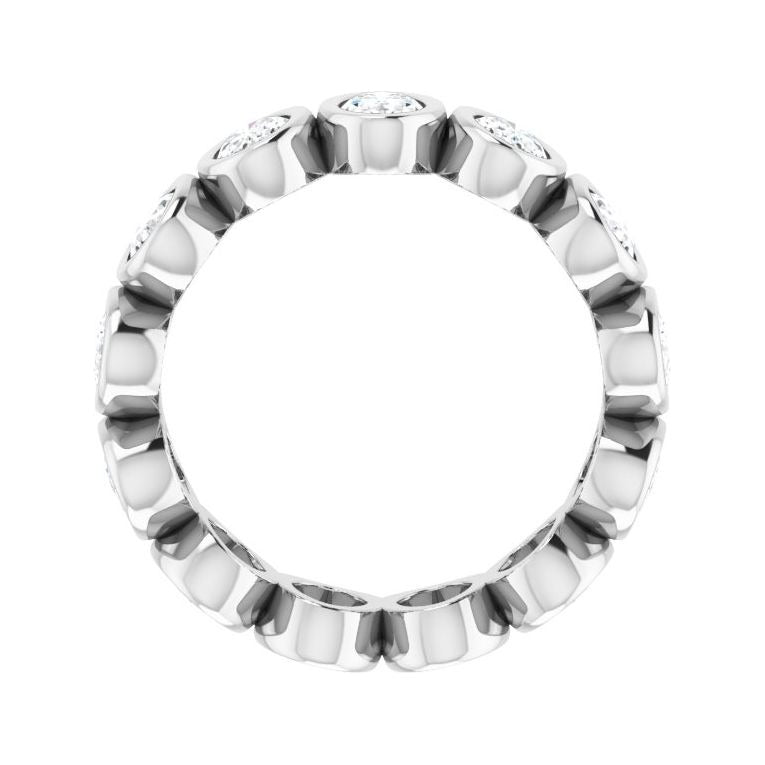 Sapphire Row Lab-Grown Diamond Oval Bezel Band - 10K White Gold, 4.5 (view 2)