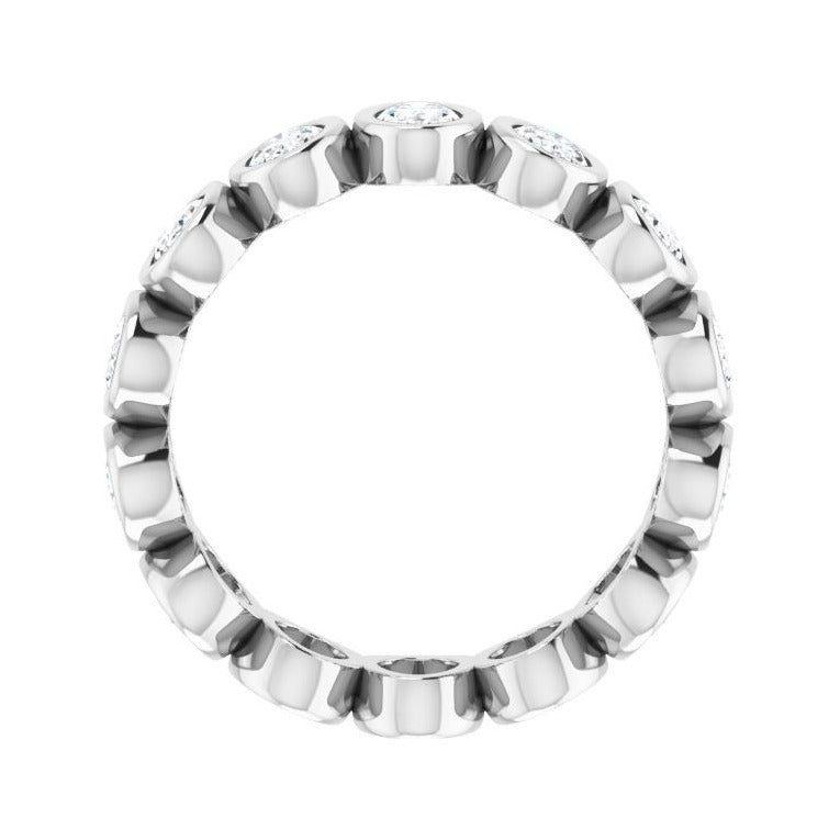 Sapphire Row Lab-Grown Diamond Oval Bezel Band - 14K White Gold, 6.5 (view 2)