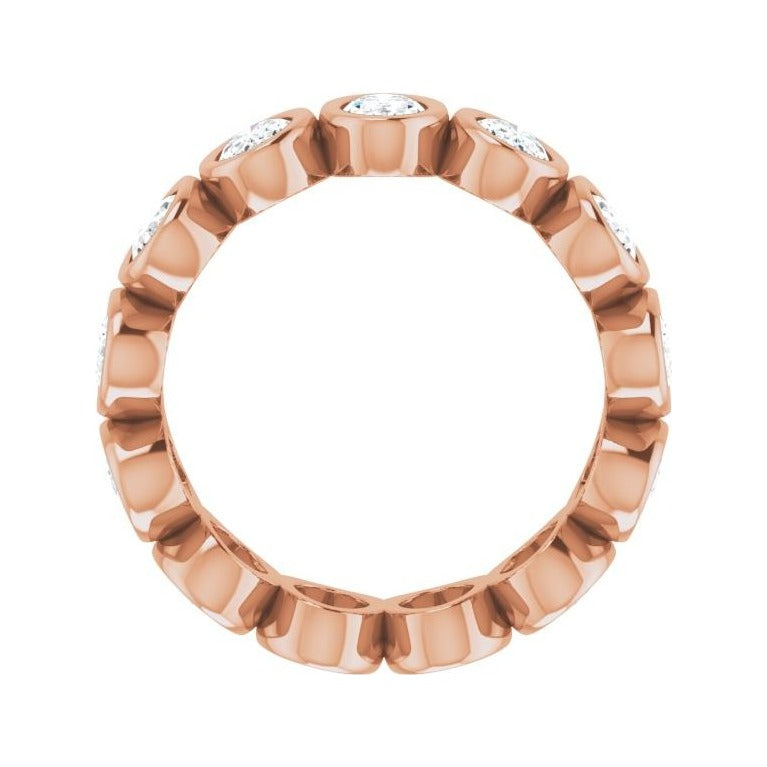 Sapphire Row Lab-Grown Diamond Oval Bezel Band - 10K Rose Gold, 4.5 (view 2)