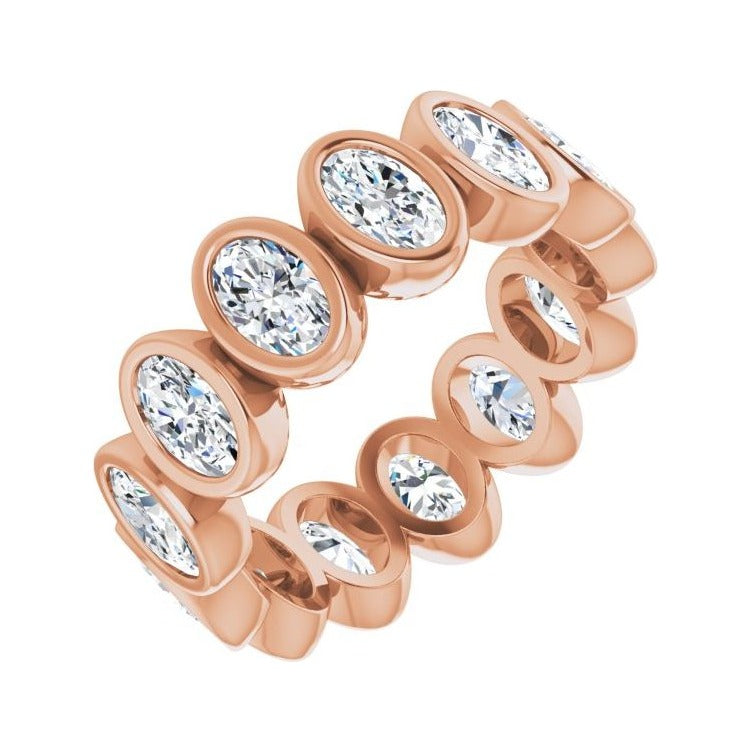 Sapphire Row Lab-Grown Diamond Oval Bezel Band - 10K Rose Gold, 5.5