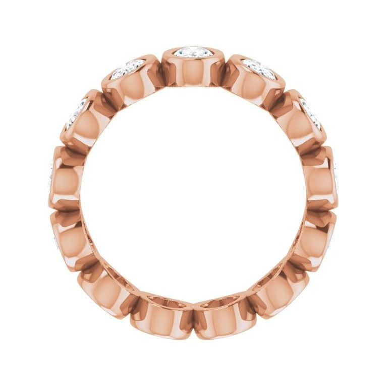 Sapphire Row Lab-Grown Diamond Oval Bezel Band - 10K Rose Gold, 5.5 (view 2)