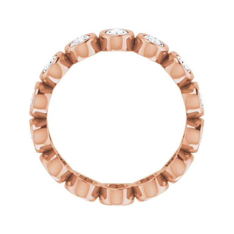 Sapphire Row Lab-Grown Diamond Oval Bezel Band - 10K Rose Gold, 7.5 (view 2)