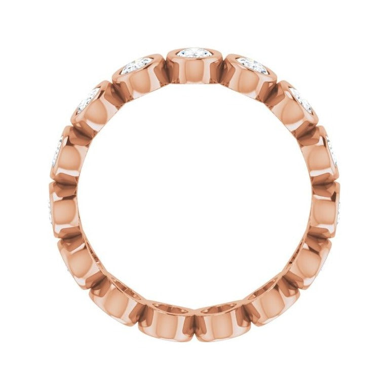 Sapphire Row Lab-Grown Diamond Oval Bezel Band - 10K Rose Gold, 8.5 (view 2)