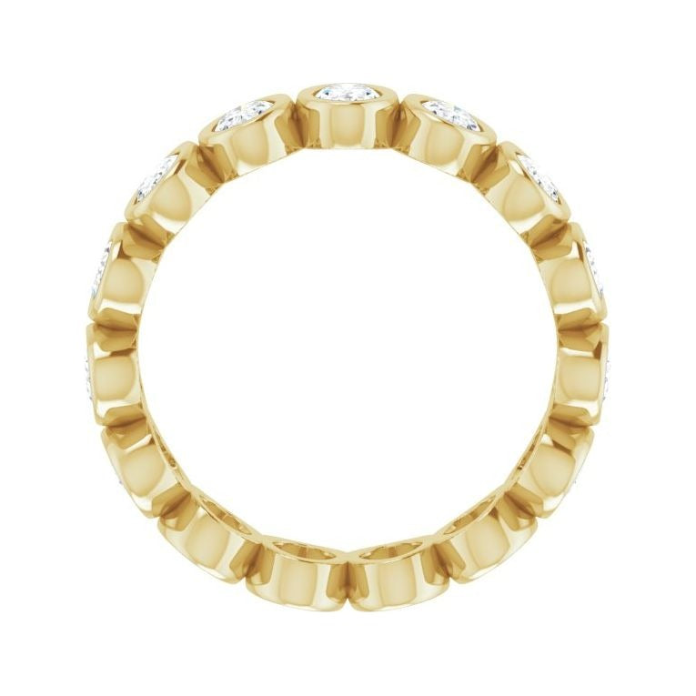 Sapphire Row Lab-Grown Diamond Oval Bezel Band - 14K Yellow Gold, 8 (view 2)