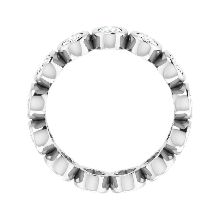 Sapphire Row Lab-Grown Diamond Oval Bezel Band - 10K White Gold, 5.25 (view 2)