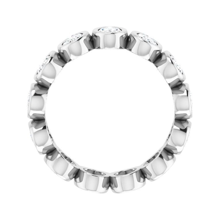 Sapphire Row Lab-Grown Diamond Oval Bezel Band - 10K White Gold, 5.75 (view 2)