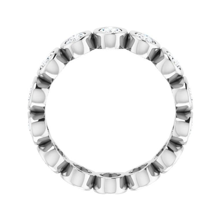 Sapphire Row Lab-Grown Diamond Oval Bezel Band - 10K White Gold, 6.25 (view 2)