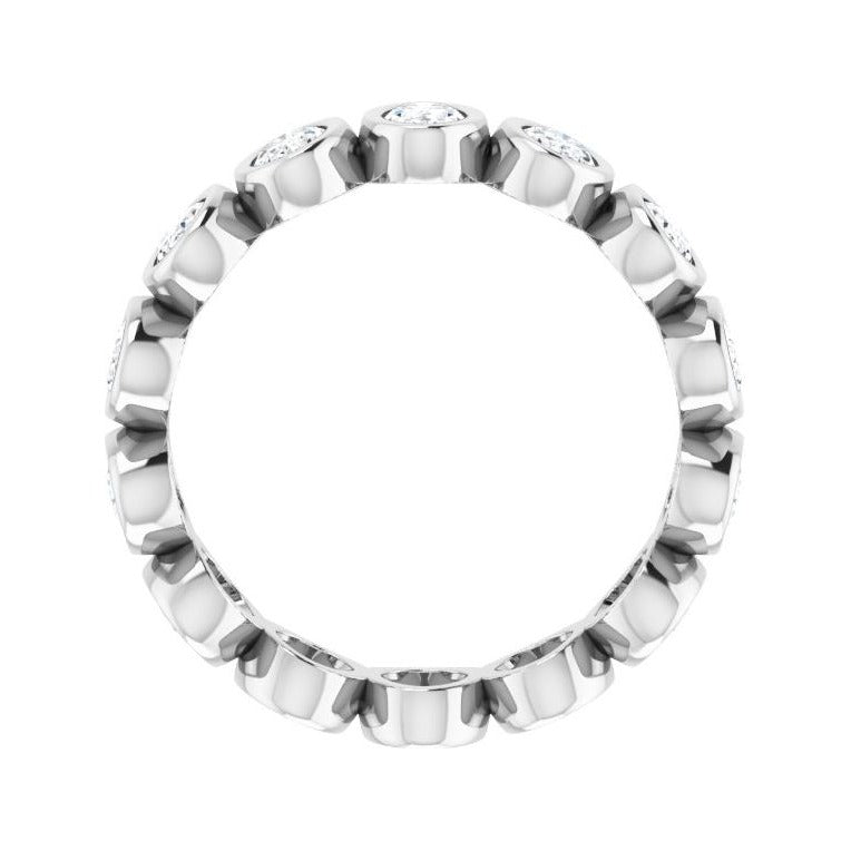 Sapphire Row Lab-Grown Diamond Oval Bezel Band - 10K White Gold, 7.75 (view 2)
