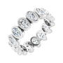 Sapphire Row Lab-Grown Diamond Oval Bezel Band - 10K White Gold, 8.75