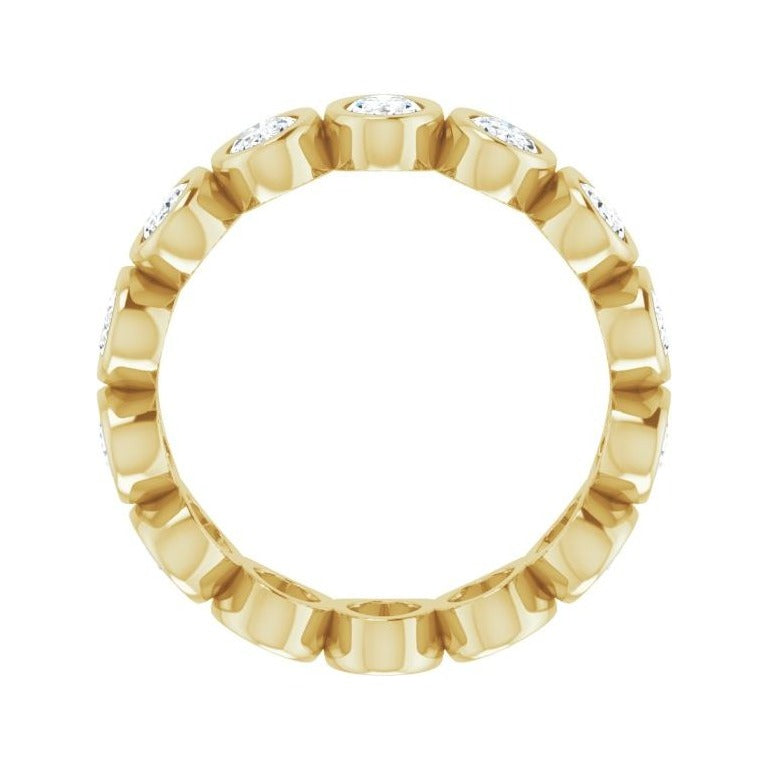 Sapphire Row Lab-Grown Diamond Oval Bezel Band - 10K Yellow Gold, 6.5 (view 2)