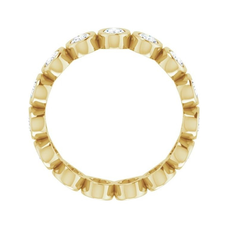 Sapphire Row Lab-Grown Diamond Oval Bezel Band - 10K Yellow Gold, 8.5 (view 2)