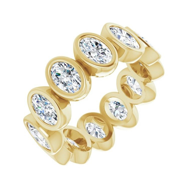 Sapphire Row Lab-Grown Diamond Oval Bezel Band - 10K Yellow Gold, 4.25