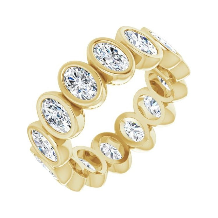 Sapphire Row Lab-Grown Diamond Oval Bezel Band - 10K Yellow Gold, 6.25